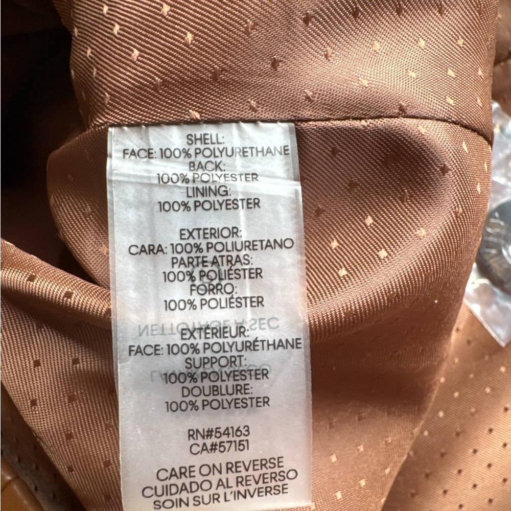 TOMMY HILFIGER Tan One-Button Vegan Leather Blazer, Size 8. - Picture 7 of 13